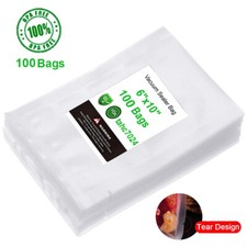 100 Pint Vacuum Sealer Bags 6" x 10" Embossed 4 Mil Meal Food Storage Seal Saver