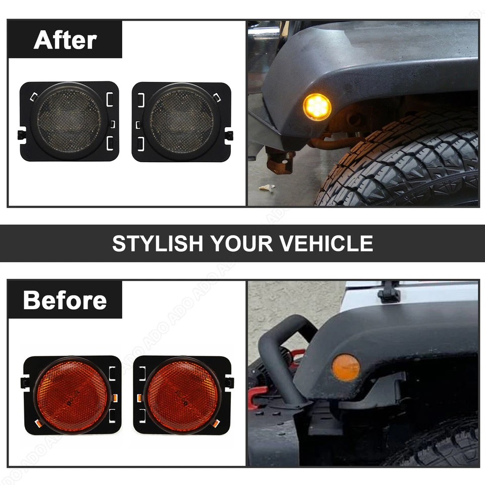 2x LED SEITENBLINKER KOTFLÜGEL BLINKER JEEP WRANGLER III 3 JK 07- SMOKE SCHWARZ - Bild 3 von 4