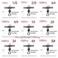 100pcs 1# -5/0 Cross-line Fishing Sleeve 3 Way Crane Swivel Crimp Swivel Tackle