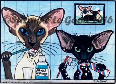 ACEO SIAMESISCHE UND ORIENTALISCHE KATZE DRUCK AUS ORIGINALGEMÄLDE VON SUZANNE LE GOOD