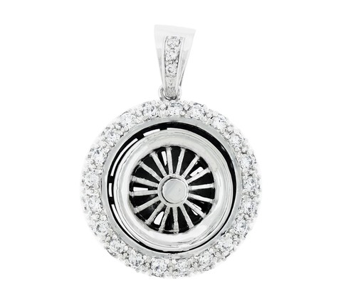 NEW 925 S Silver Spinning Car Tire Rim Spinner Wheel large Rhinestone Pendant - Picture 3 of 10