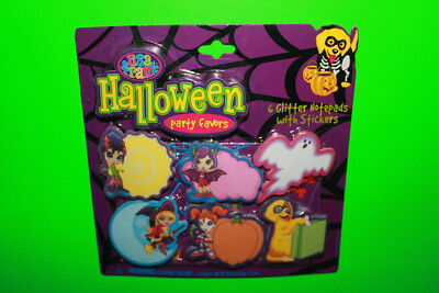 Lisa Frank Halloween Party Favors 6 Glitter Notepads With Stickers RARE NEW