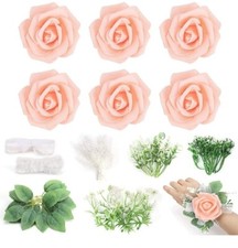 6PCS Bridal Bridesmaid Wrist Flower Wristband Bride Corsage Hand Wedding DIY