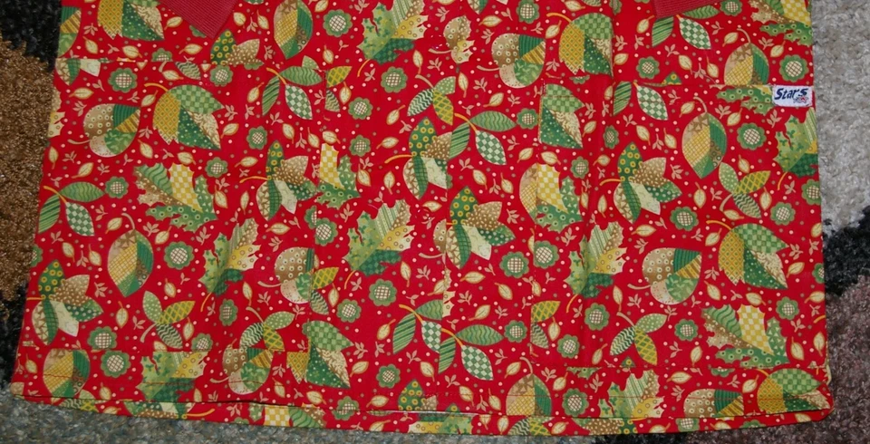 Christmas Warm up Jacket 2 bottom Pockets Knit Cuffs Patch Leaves Print Sz S - Image 3 of 4