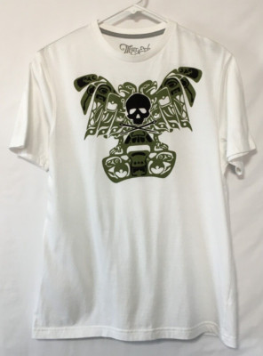 Marc Ecko Men's Size Medium White Graphic Flocked Crew Neck S/S T-shirt