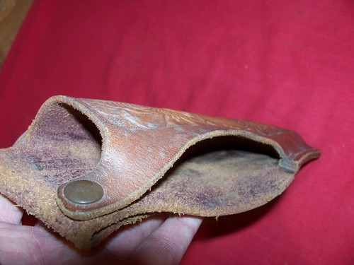 ? Mystery Pistol Holster Semi Auto Automatic Gun Tooled Leather Old Vintage 9mm - Picture 5 of 8