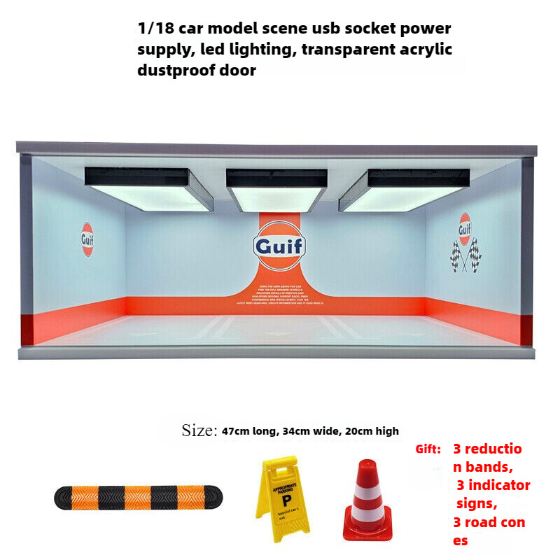 1/18 Diorama Car Garage Model LED Lighting Car Parking Lot Scene Display Model