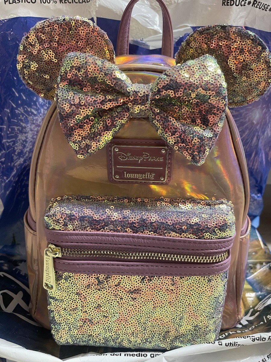 WDW 50th Anniversary EARidescent Pink Sequin Loungefly Mini  display picture 2