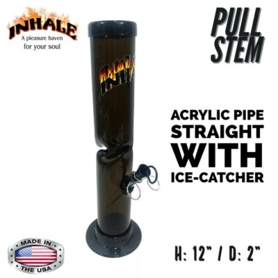 INHALE ️12'' STRAIGHT ICE CATCHER ACRYLIC HOOKAH PIPE PULL STEM MADE IN THE USA