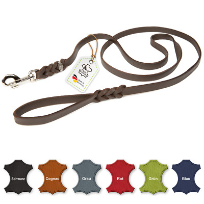 CopcoPet Hundeleine Fettlederleine Lederleine Fährtenleine Karabiner verchromt
