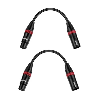 Rannsgeer 6 inch XLR Male to Female Microphone Cable (2-Pack) R7200
