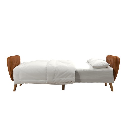 Tallulah Camel Faux Leather Memory Foam Futon for Ultimate Comfort - Picture 12 of 12