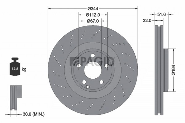 2X Bremsscheibe Pagid 55899NHC FüR Mercedes CLS Shooting Brake X218 C218 350 218-image