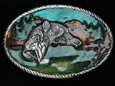 PH11134 VINTAGE 1970s  LARGE MOUTH BASS  FISHING COMMEMORATIVE BELT BUCKLE