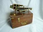 ANTIQUE BRASS SHIPS SEXTANT BY T. COOK LONDON MARITIME NAVIGATION IN OAK CASE