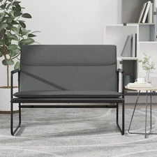 Bench Dark Grey Fabric Rectangular Modern Loveseat