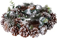 Adventskranz Mit Zapfen & Kugeln Silber-GrüN - Weihnachtsdeko, Adventsgesteck