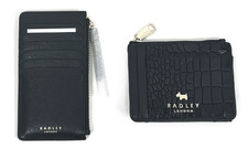 Radley Zipped Coin Purse and Card Holder Wallet Black Leather New