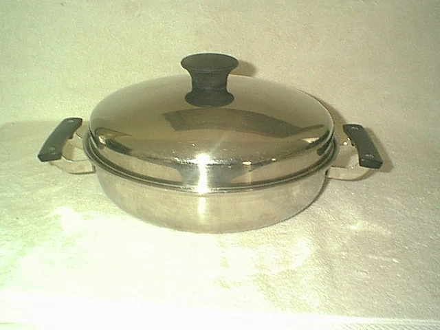 NICE VINTAGE COOK-RITE 10 1/4" POT & HIGH DOMED LID 18-8 TRI PLY STAINLESS STEEL