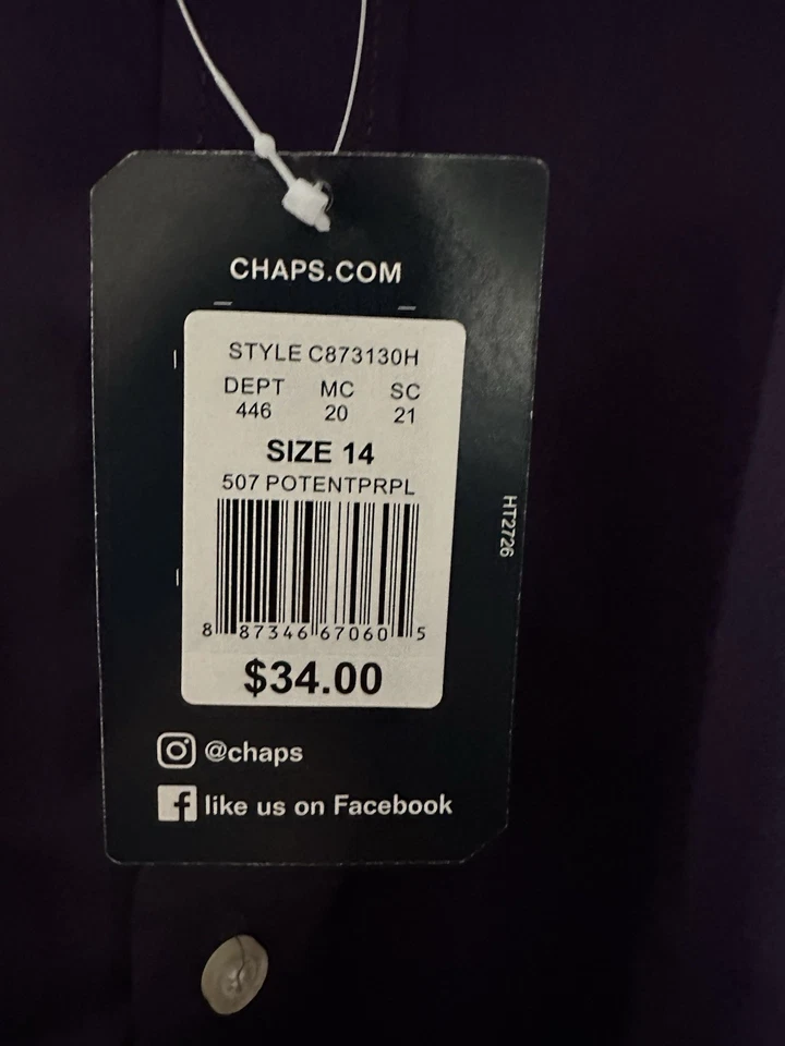 мальчики размер 14 chaps эластичная рубашка с зажимом на галстук фиолетовый - Изображение 3 из 4