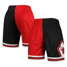 Men's Mitchell & Ness Black/Red Chicago Bulls Hardwood Classics 1997 Split