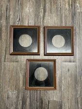 Vintage MCM Square Shadow Box Wood Picture Frame Or Plate Holder Rustic 11 X 11