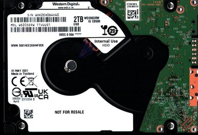 WD20SDRW-11VUUS1 S/N: WXK2E WESTERN DIGITAL 2TB THAILAND MAY 2021