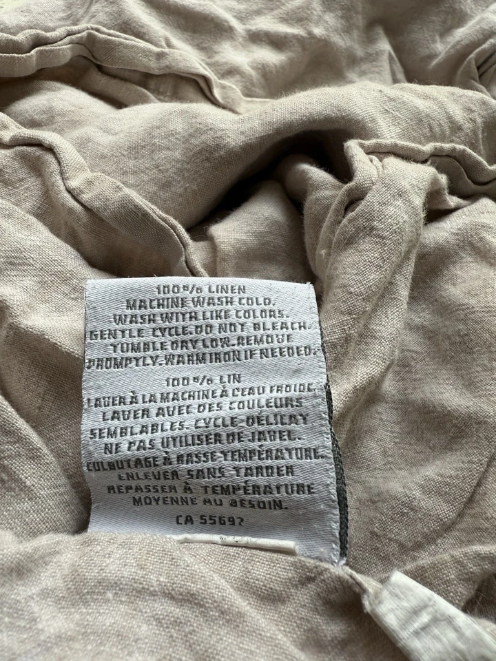 Herrajes de restauración 100 % lino edredón king y 2 fundas king botón lavado vintage Foto 2 de 4