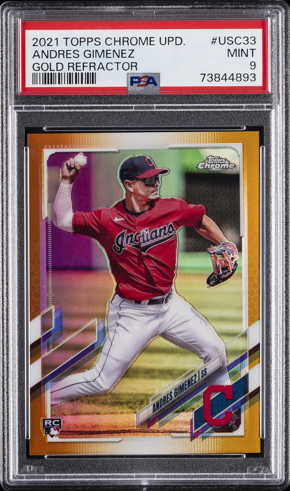 2021 TOPPS CHROME UPDATE GOLD REFRACTOR ANDRES GIMENEZ ROOKIE RC 7/50 PSA 9