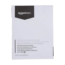 30% Recycled Multipurpose Copy Printer Paper - 8.5 x 11 Inches, 1 Ream