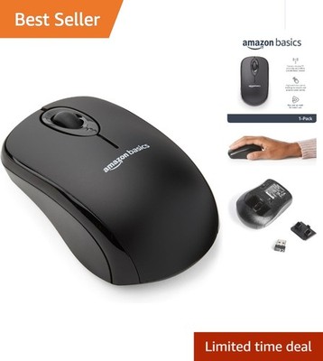2.4 GHz Wireless Optical Mouse with USB Nano Receiver - Stylish Black Design