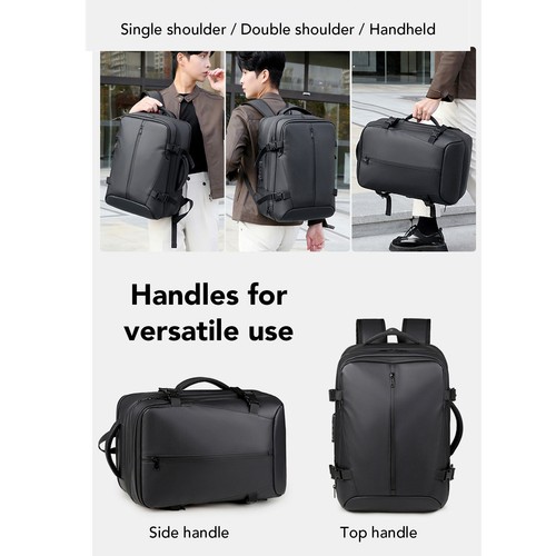 Expandable Travel Backpack Anti Theft Lock 36-55L Business Work Bag For Trips - Picture 4 of 12