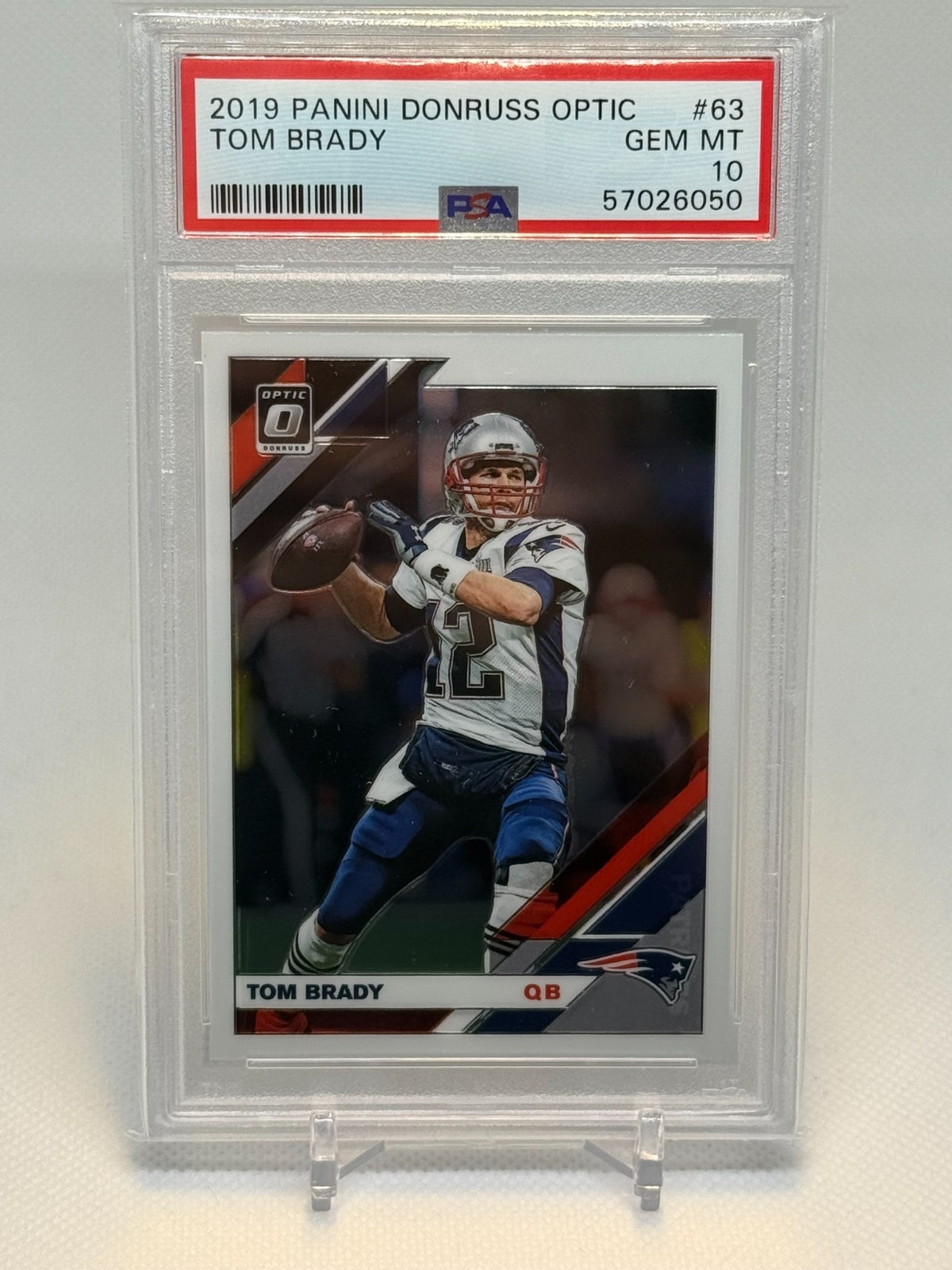 TOM BRADY 2019 OPTIC PSA 10 GEM MINT #63 PATRIOTS HOF