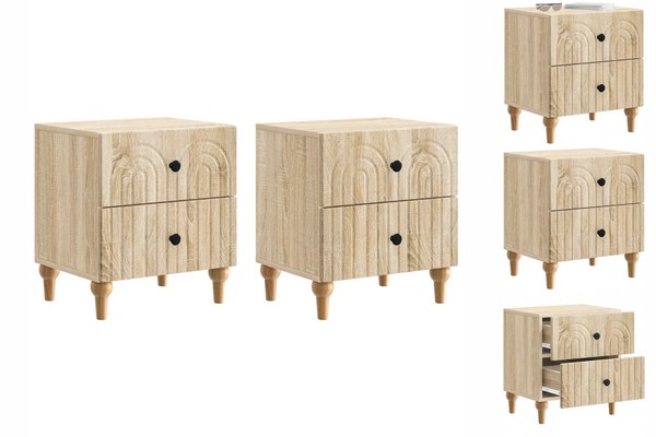 Nachttisch 2Er Set Nachtschrank Sonoma-Eiche 43X34,5X48 Cm Holzwerkstoff-image