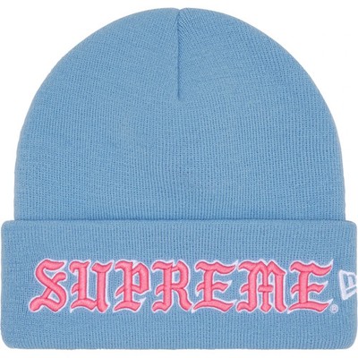 Supreme FW25 New Era Old English Logo Cotton Beanie Blue Pink One