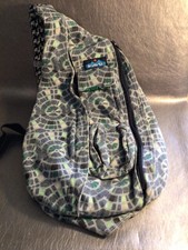 KAVU Rope Sling Bag Green Gray Boho Crossbody Shoulder Backpack