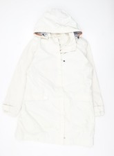 Seasalt Women White Waterproof Rain Coat Size 16 Hooded Mac