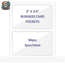 Versatile 50 Pack Clear Adhesive Pockets - Ideal for Business Cards & Labels