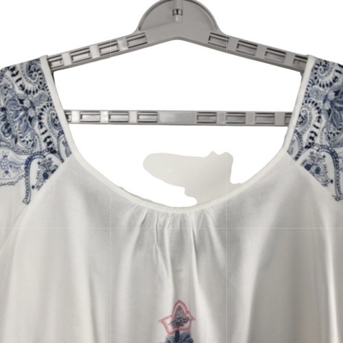 Tantrums BOHO Reversible White & Paisley Large Blouse Embroidered Short Sleeves - Picture 7 of 13