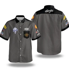 Garage Vintage Old Style Button Shirt Mechanic Work Style Lightweight Fabric