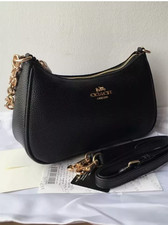 NWT COACH CA209 Teri Shoulder Bag Black Refined Pebble Leather New Free Shipping
