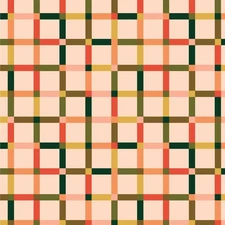 Cloud 9 - Poppy Fields - Poppy Plaid - Ivory, Fabric by the Yard