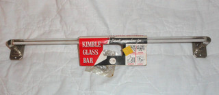 Vintage Deco Kimble 18 1/2" Clear Bent Glass Towel Bar Brackets unused NOS