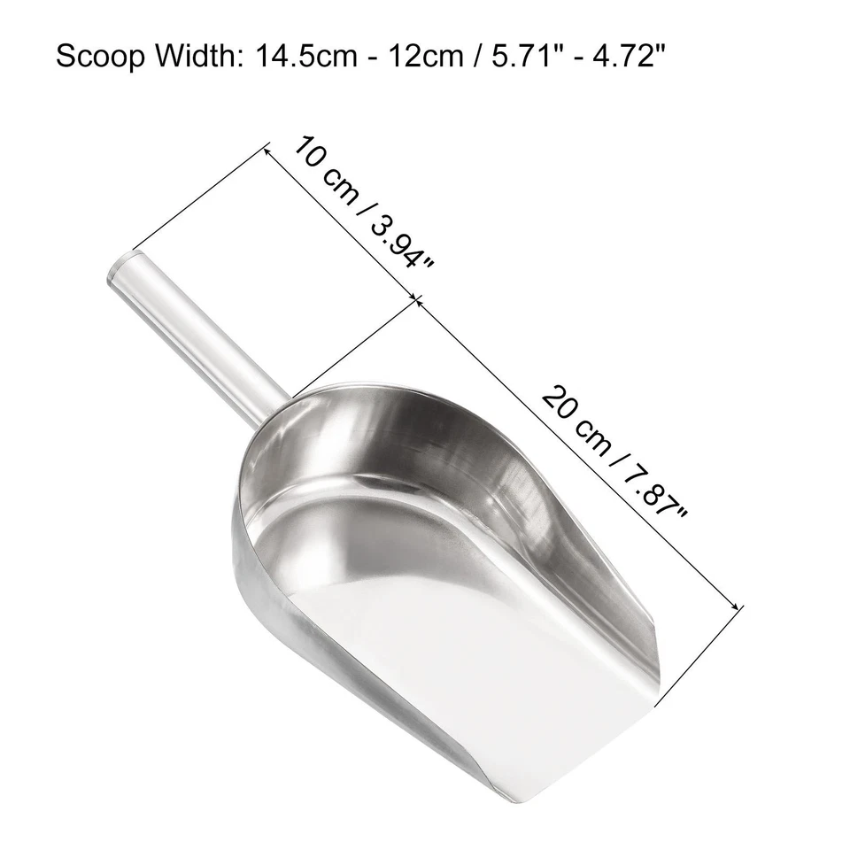 Ice Scoop Stainless Steel 11.8x4.7" Flour Cereal Sugar Food Utility Shovel Foto 2 de 4