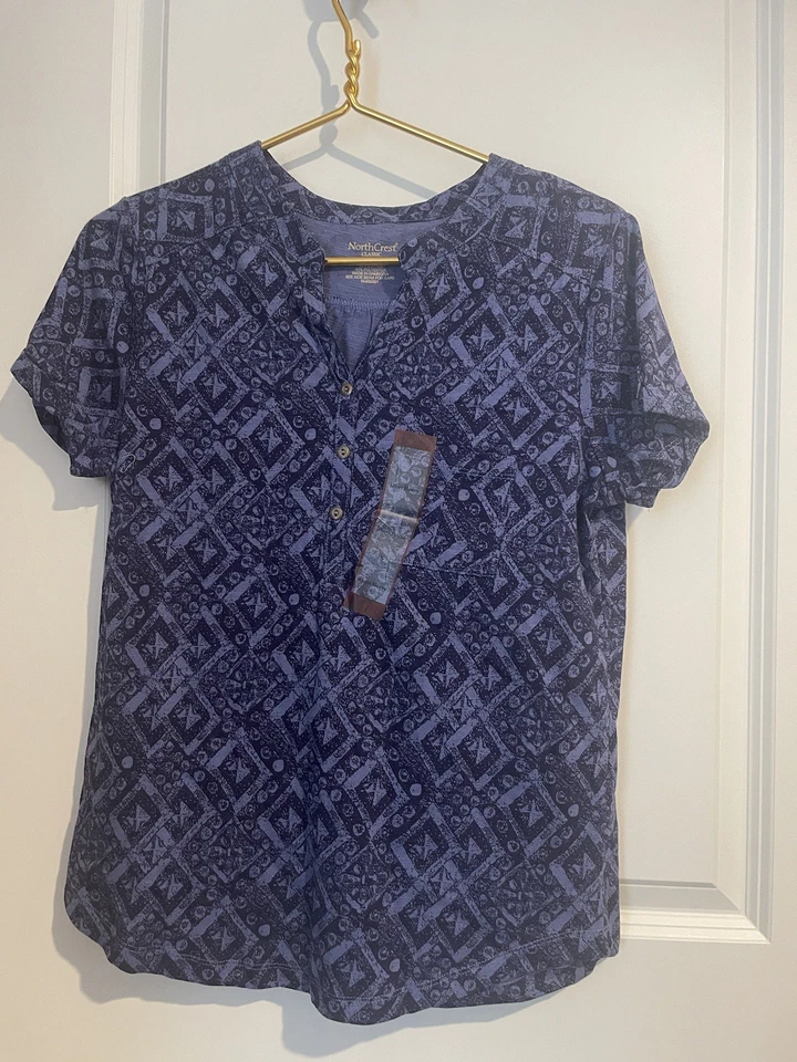 North Crest Clásico Talla S Estampado Púrpura Henley Mangas Gorra Patinador Surfista Informal Foto 2 de 4