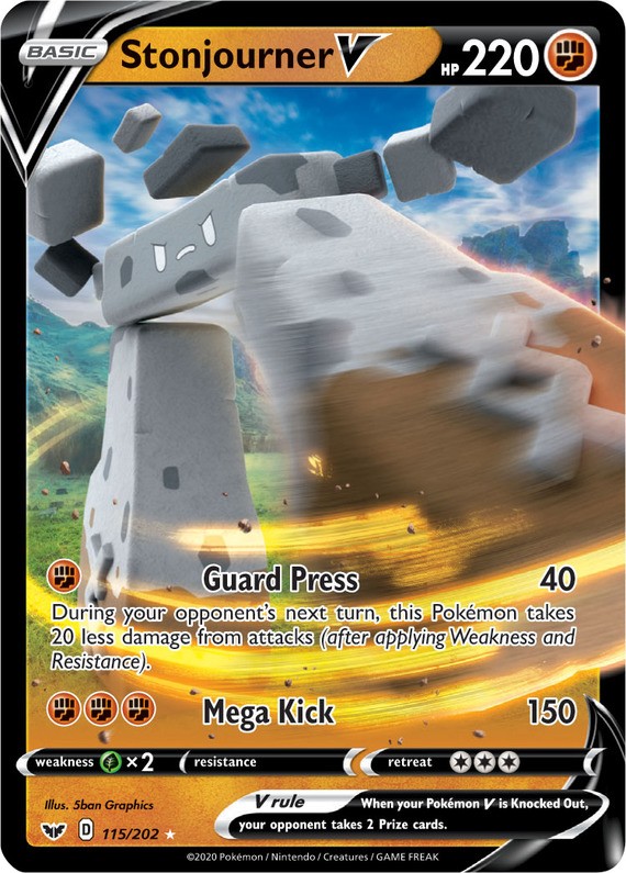 4x NM-Mint Stonjourner V - 115/202 - Ultra Rare Pokemon Sword and Shield