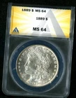 1889  Morgan Silver Dollar,   MS64 by ANACS,   a SUPERB looking coin!!!