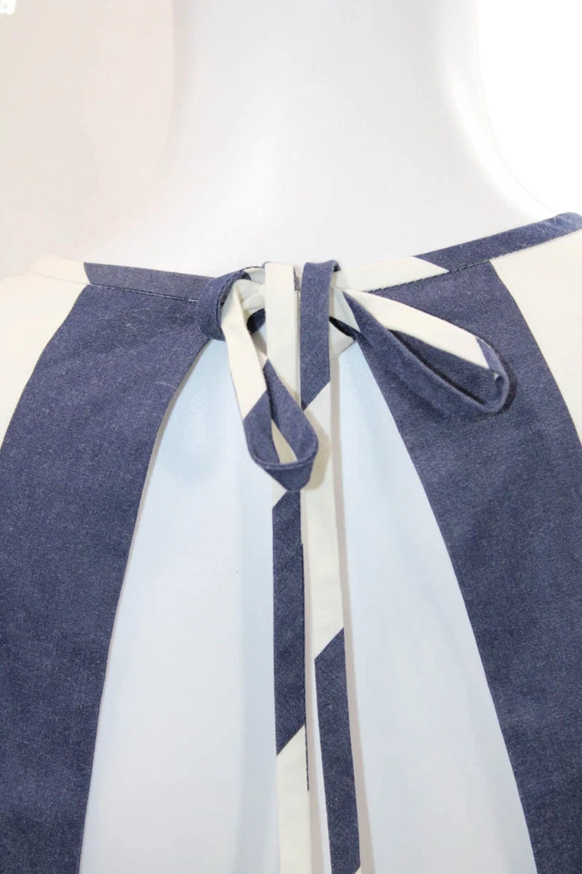 Vestido de sol Kate Spade New York para mujer a rayas mangas hinchadas azul blanco talla 6 Foto 4 de 4