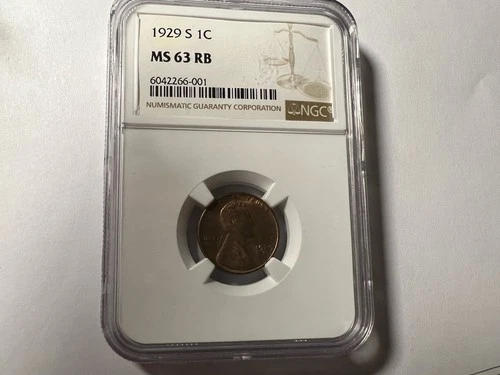 1929 S Lincoln Wheat Small Cent NGC MS 63 RB