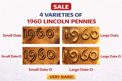1960 Lincoln Memorial Small Large Date Set - 4 Coins - all 4 varieties BU